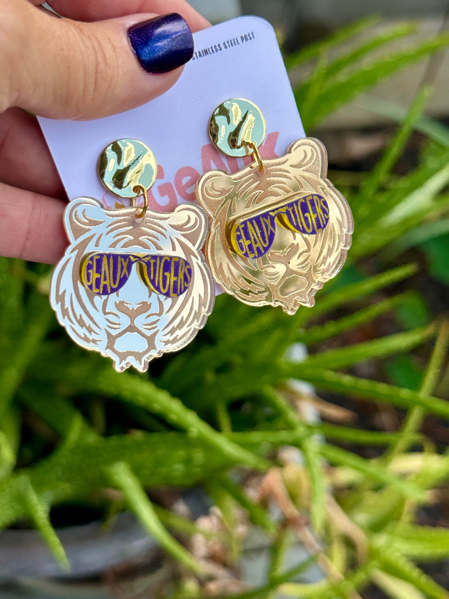 Tiger Geaux Tigers Sunglasses Dangle Earrings