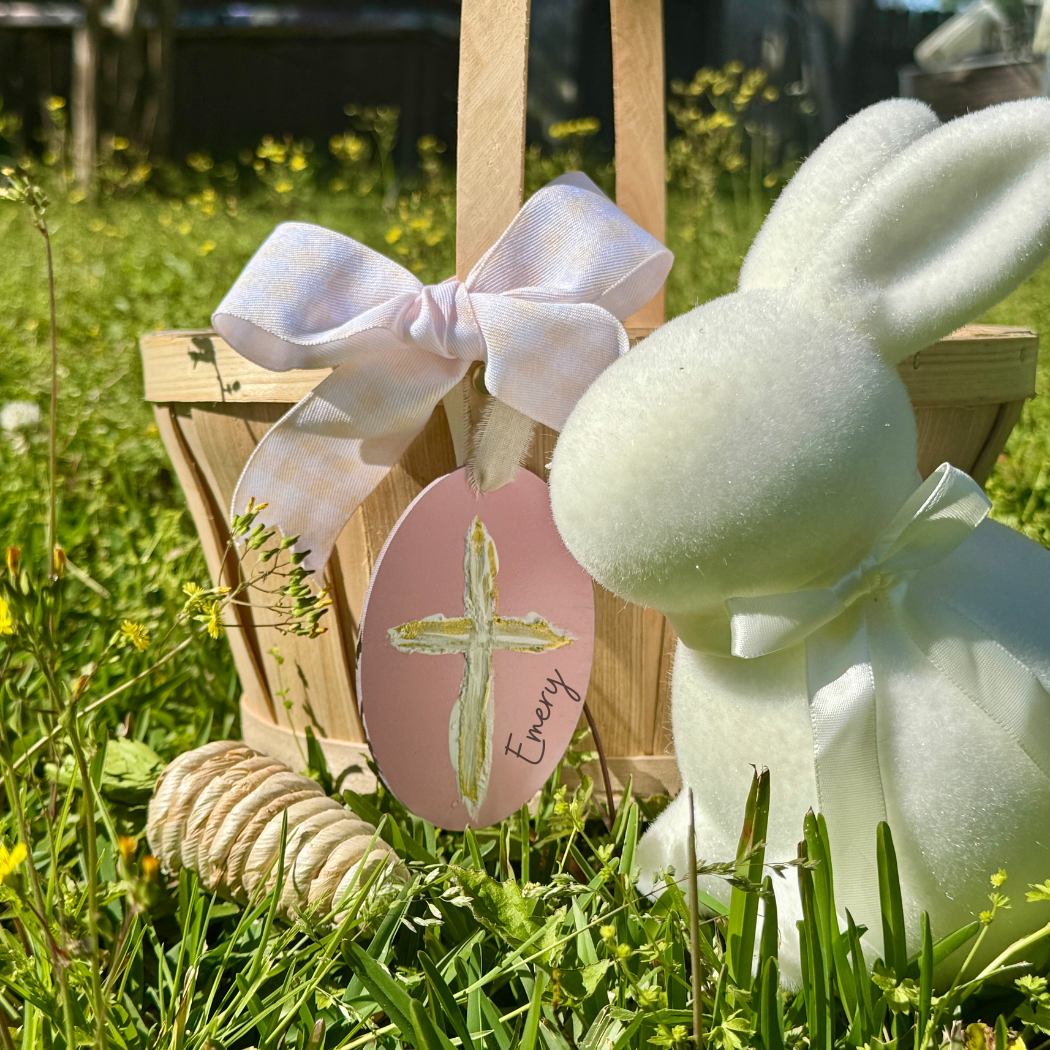 Cross Easter Basket Tag Ornament Spring Religious Decor