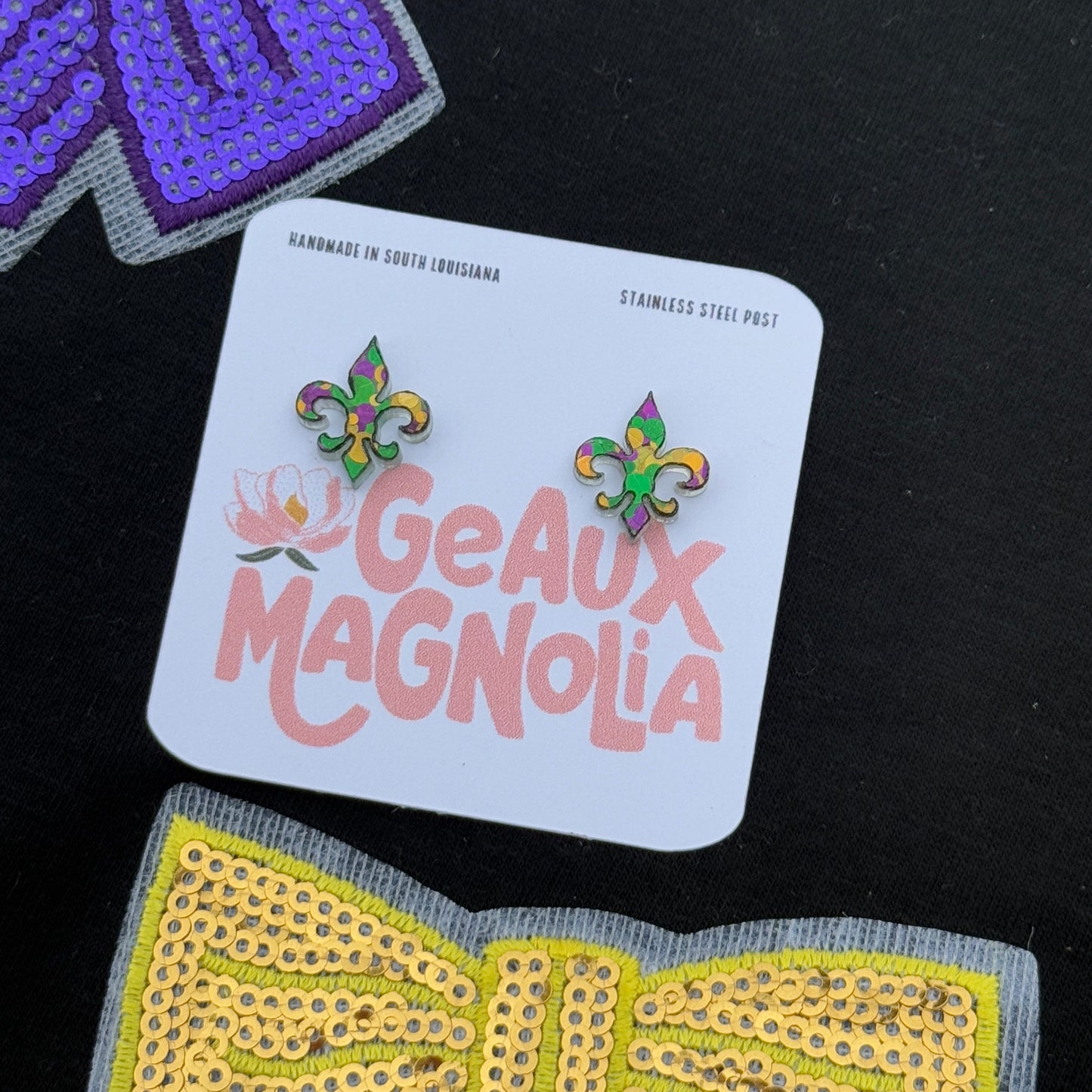 Mardi Gras Fleur de Lis Stud Earrings