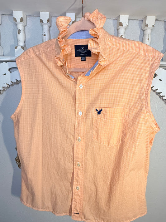 Reworked American Eagle Orange Sherbet Button Down