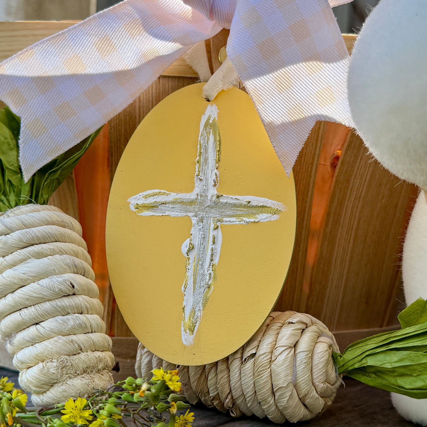 Cross Easter Basket Tag Ornament Spring Religious Decor