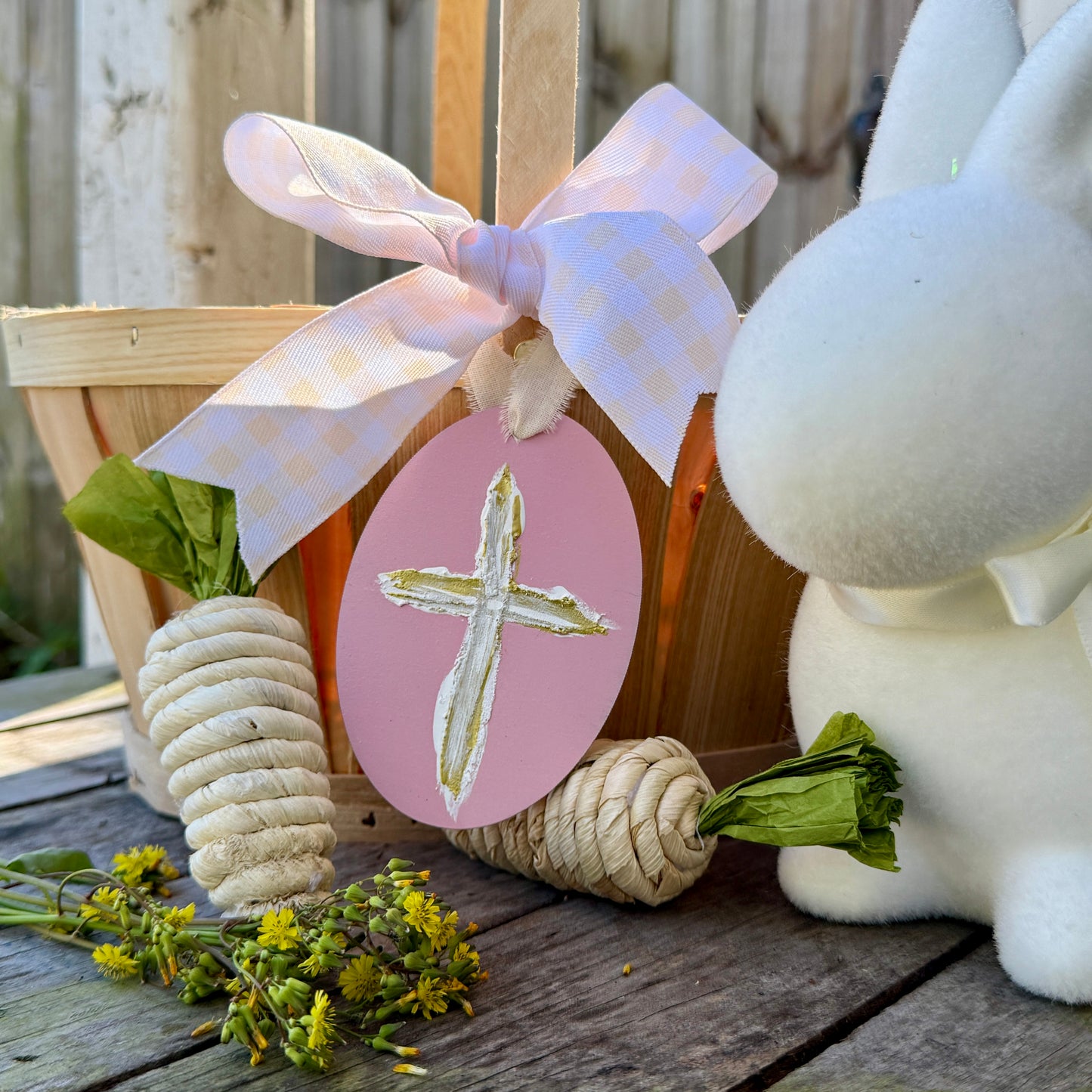 Cross Easter Basket Tag Ornament Spring Religious Decor