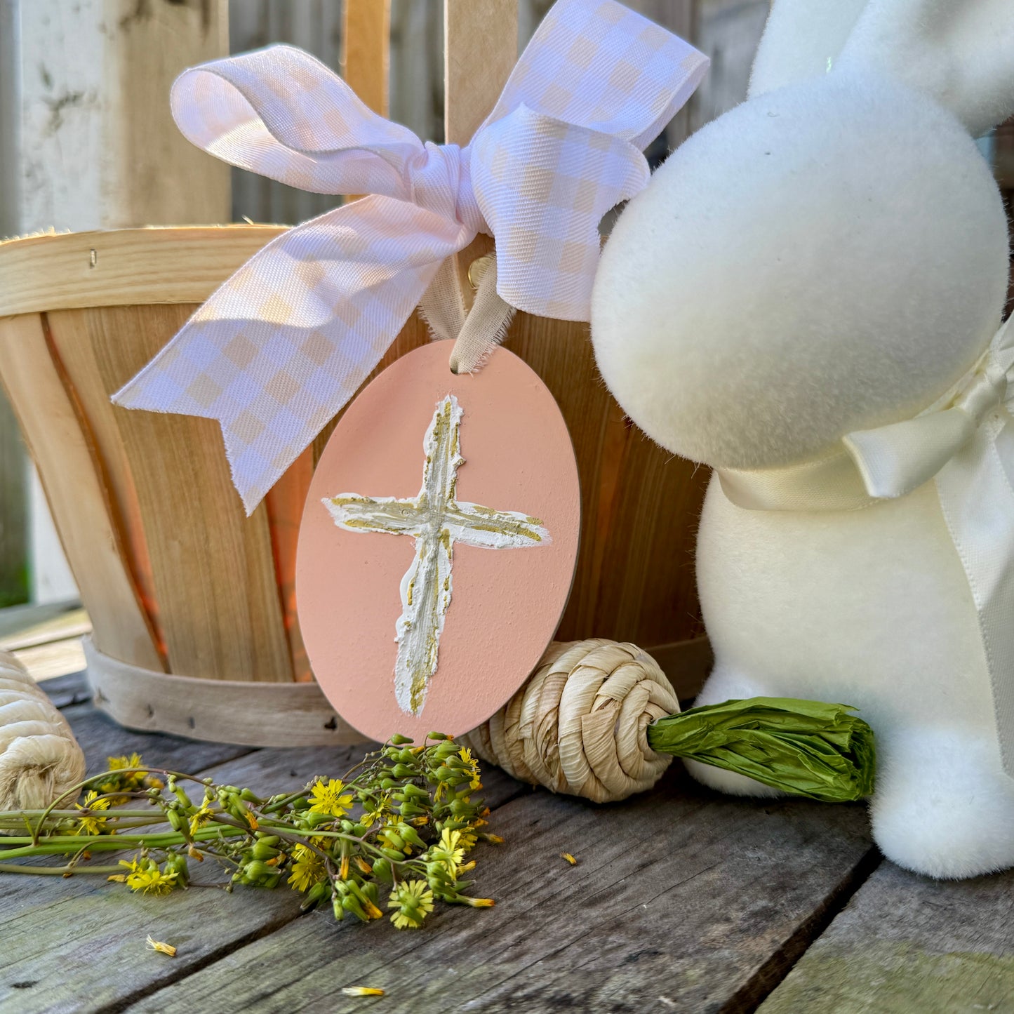 Cross Easter Basket Tag Ornament Spring Religious Decor
