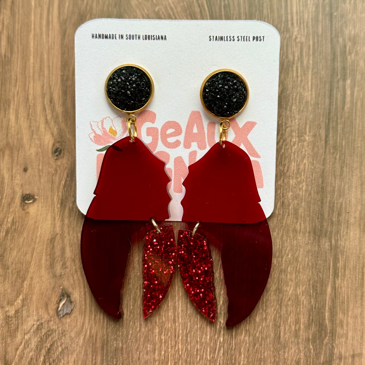 Crawfish Lobster Claw Dangle Earrings