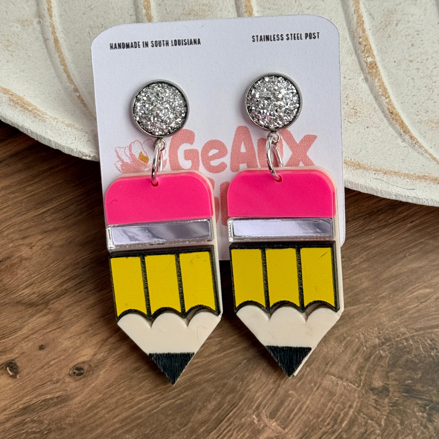 Pencil Dangle Earrings Teacher