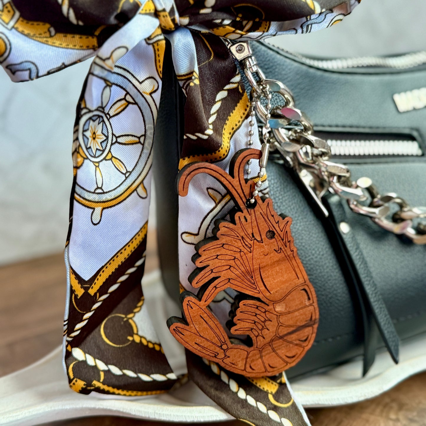 Shrimp Bag Charm, Keychain, Purse Charm, Cypress