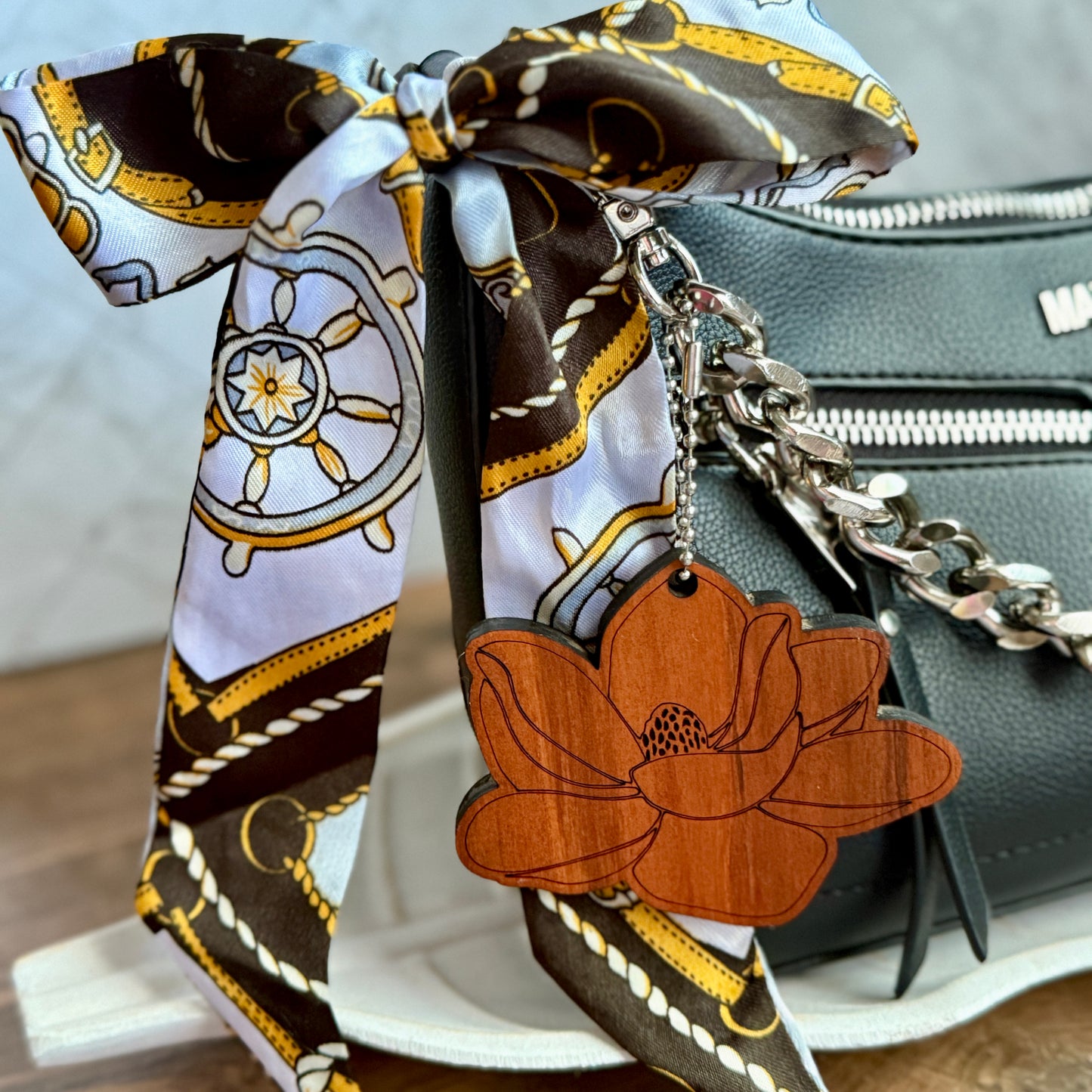 Magnolia Bag Charm, Keychain, Purse Charm, Cypress