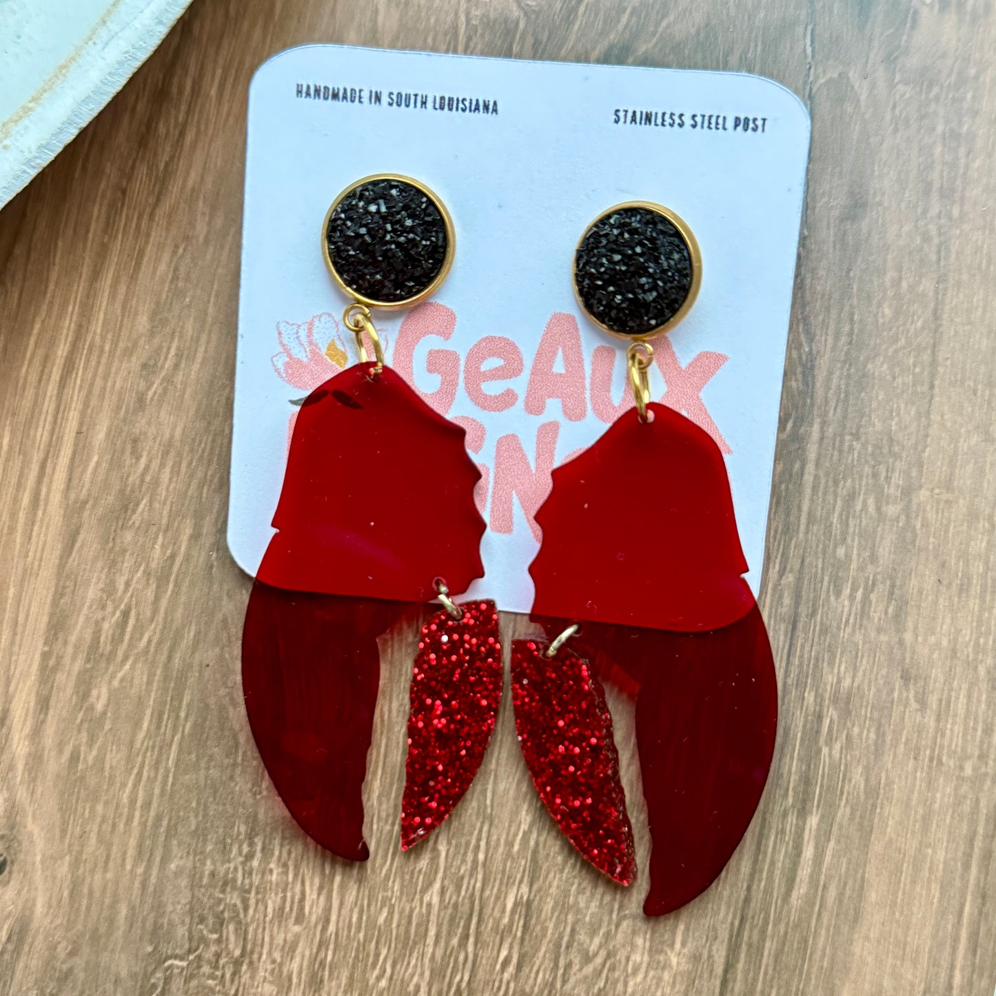 Crawfish Lobster Claw Dangle Earrings