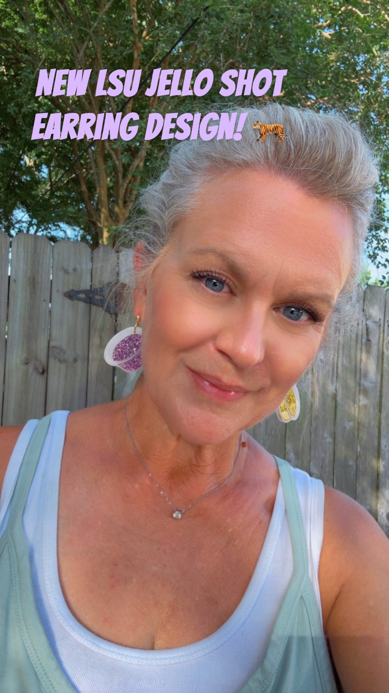 Jello Shot LSU Dangle Earrings Purple and Gold Tigers