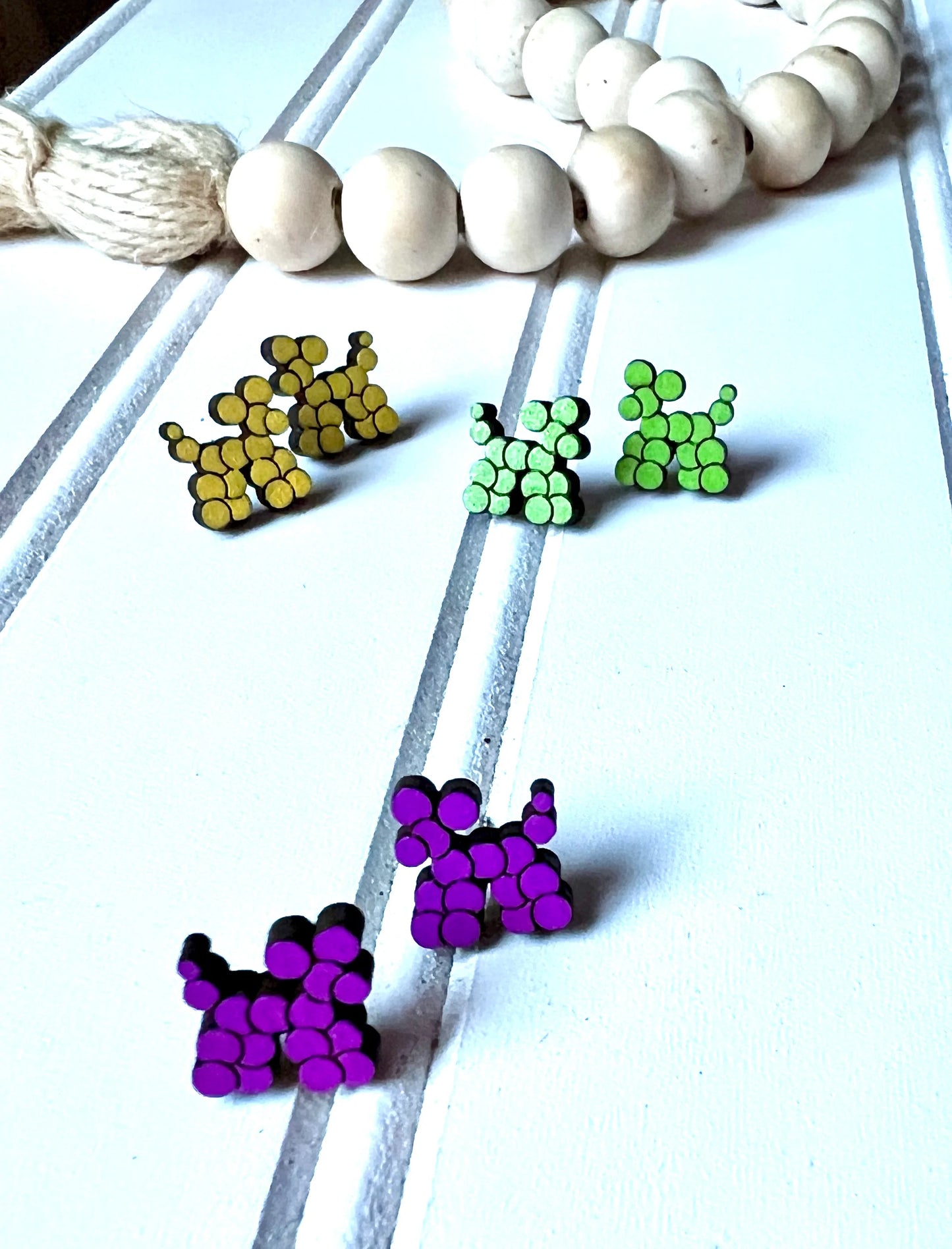 Bead Dog Mardi Gras Stud Earrings