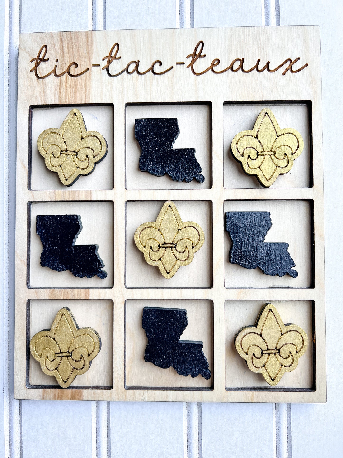 Tic Tac Teaux Black and Gold Louisiana Fleur De Lis