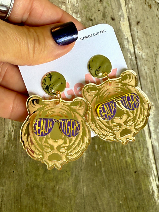 Tiger Geaux Tigers Sunglasses Dangle Earrings
