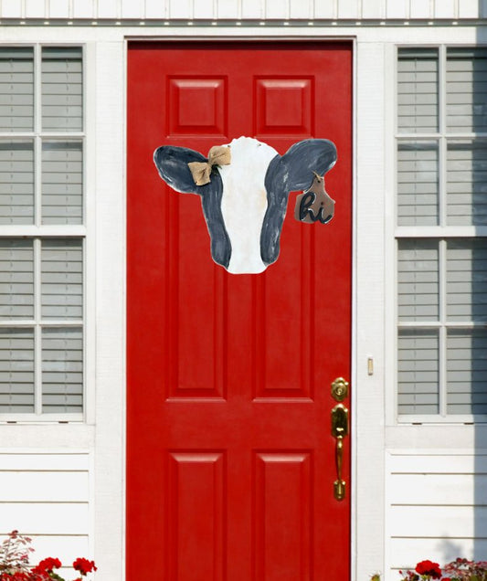 Cow with Ear Tag Door Hanger