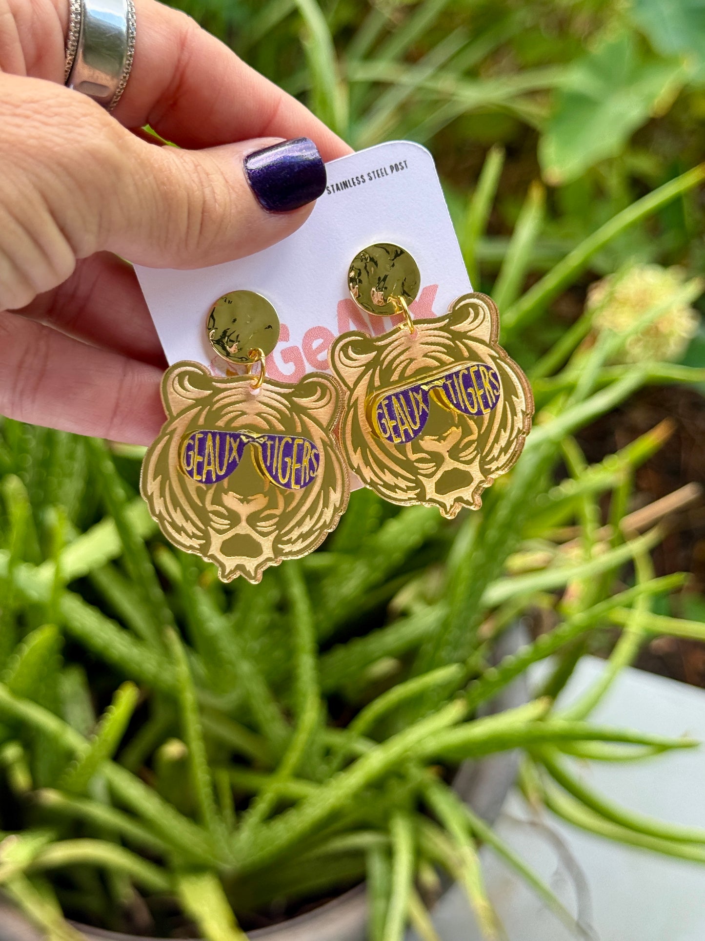 Tiger Geaux Tigers Sunglasses Dangle Earrings