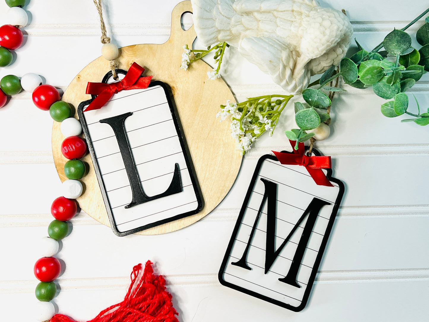 Farmhouse Shiplap Monogram Ornament