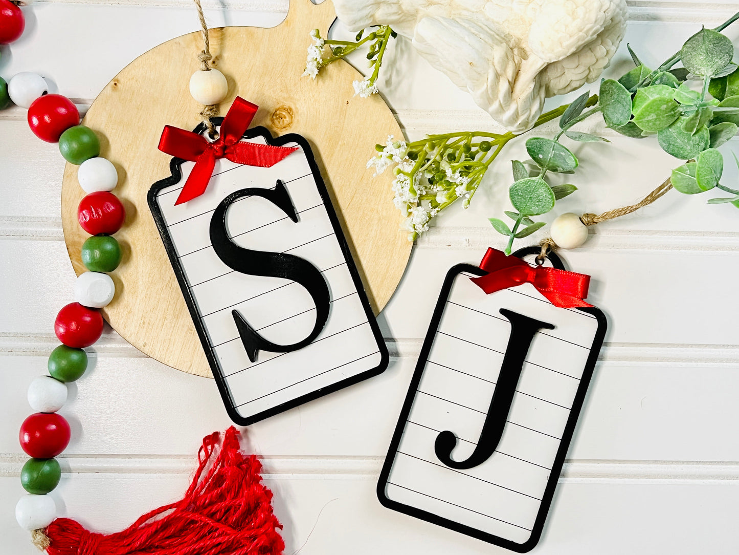 Farmhouse Shiplap Monogram Ornament