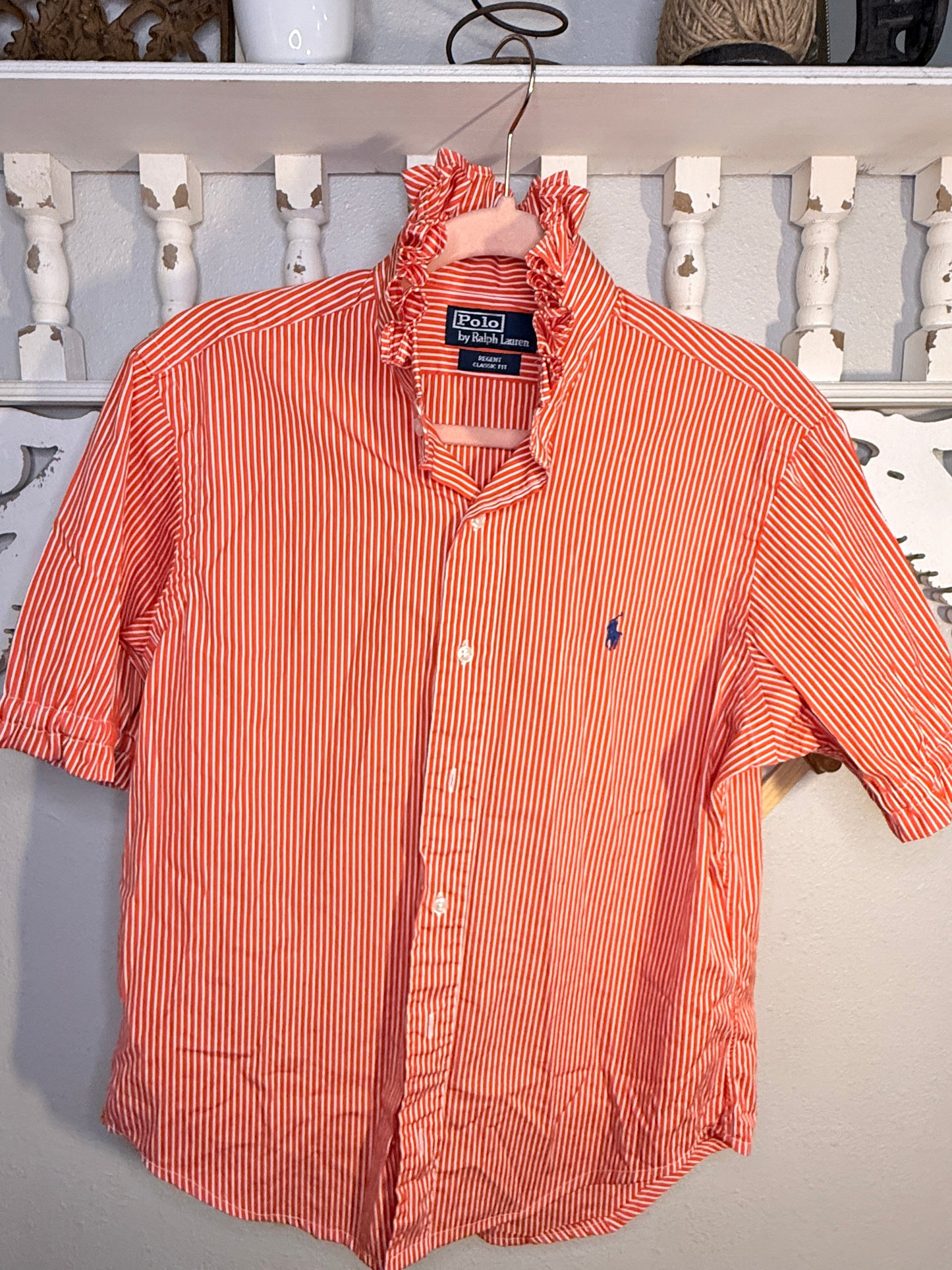 Reworked Orange & White Stripe Ralph Lauren Button Down