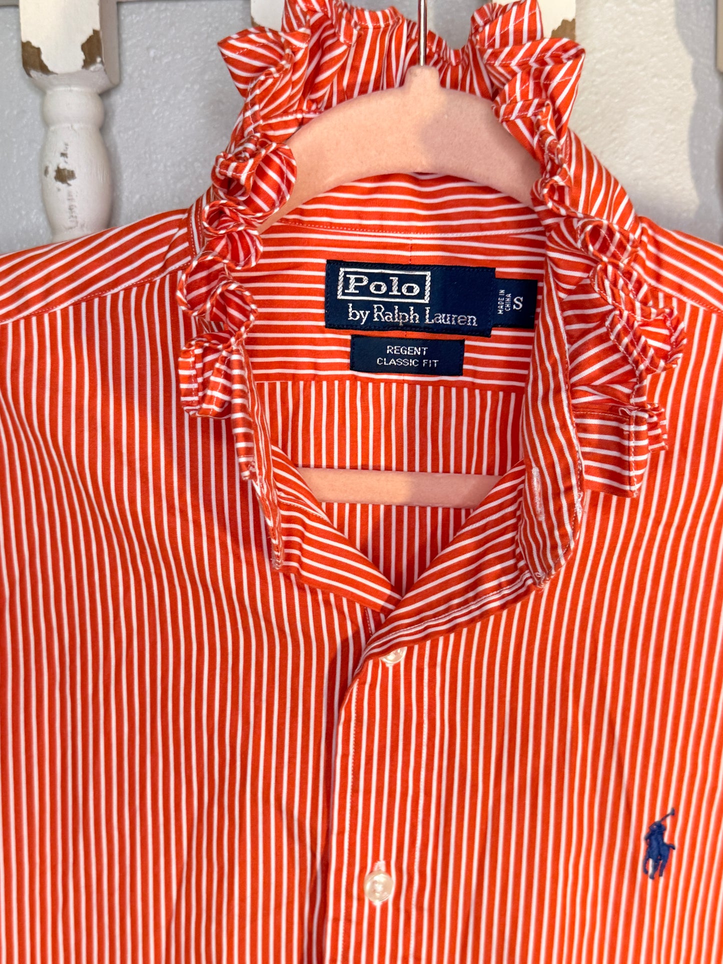 Reworked Orange & White Stripe Ralph Lauren Button Down