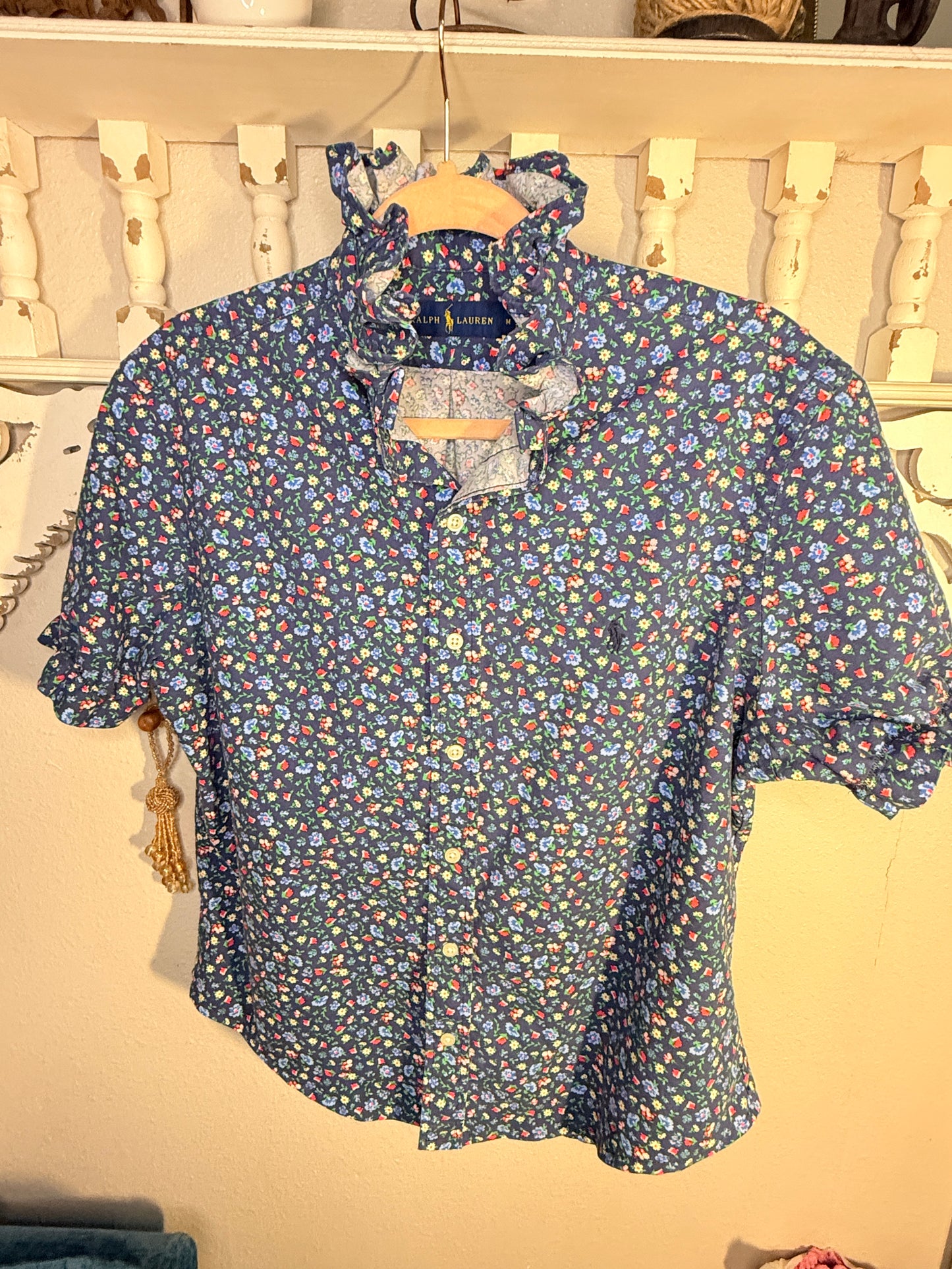 Reworked Navy Floral Ralph Lauren Button Down