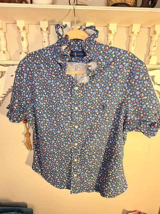 Reworked Navy Floral Ralph Lauren Button Down