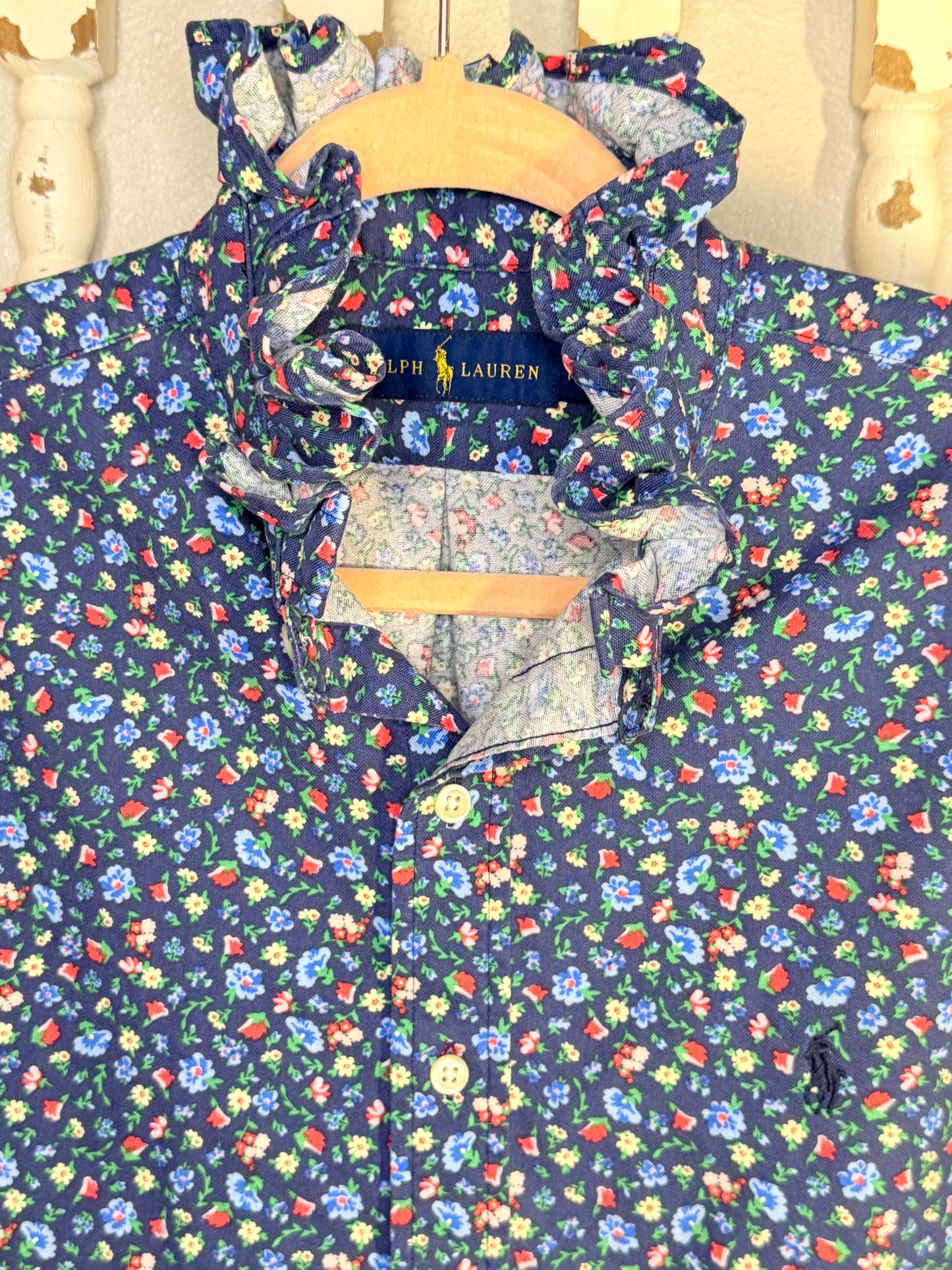 Reworked Navy Floral Ralph Lauren Button Down