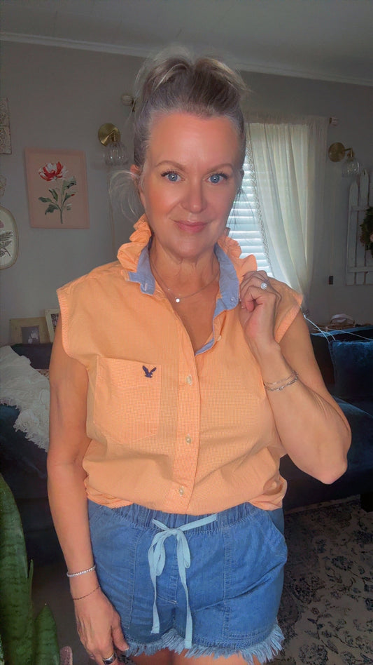 Reworked American Eagle Orange Sherbet Button Down