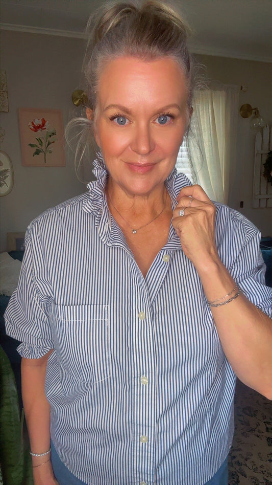 Reworked Blue & White Stripe Aeropostale Button Down