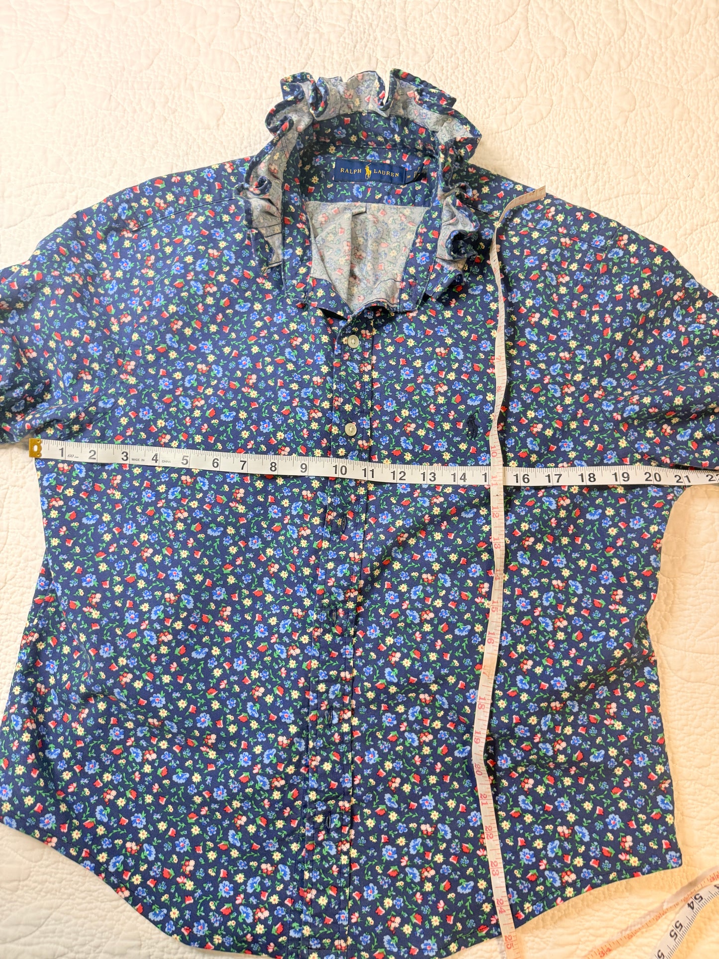 Reworked Navy Floral Ralph Lauren Button Down