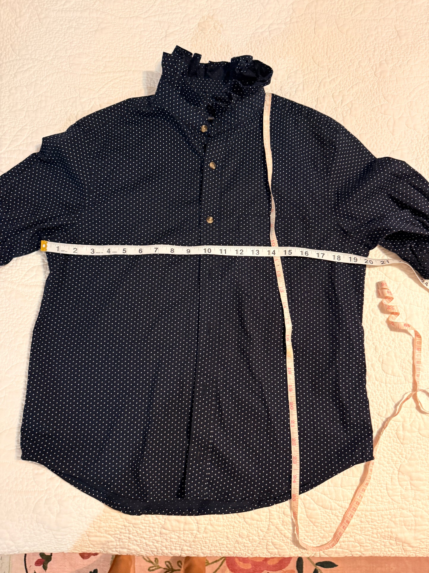 Reworked Navy Polka Dot Old Navy Button Down