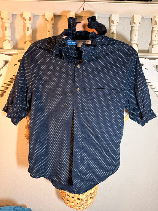 Reworked Navy Polka Dot Old Navy Button Down