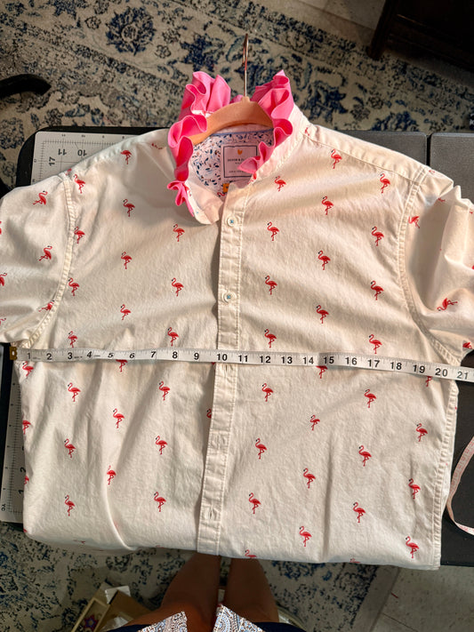 Reworked Flamingo Denim & Flower Button Down