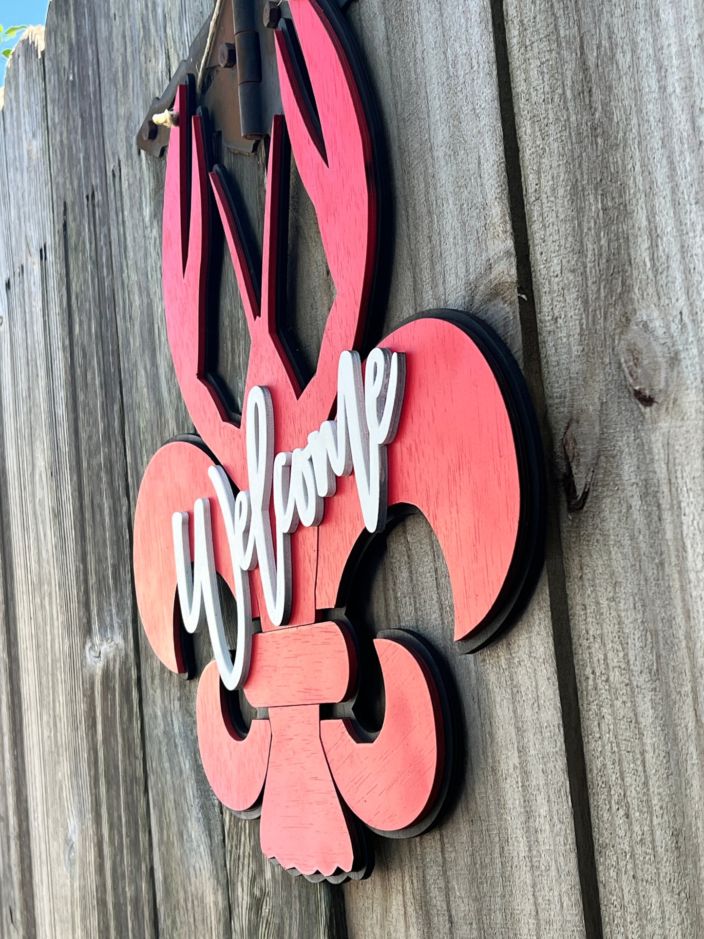 Crawfish Fleur De Lis Welcome Door Hanger