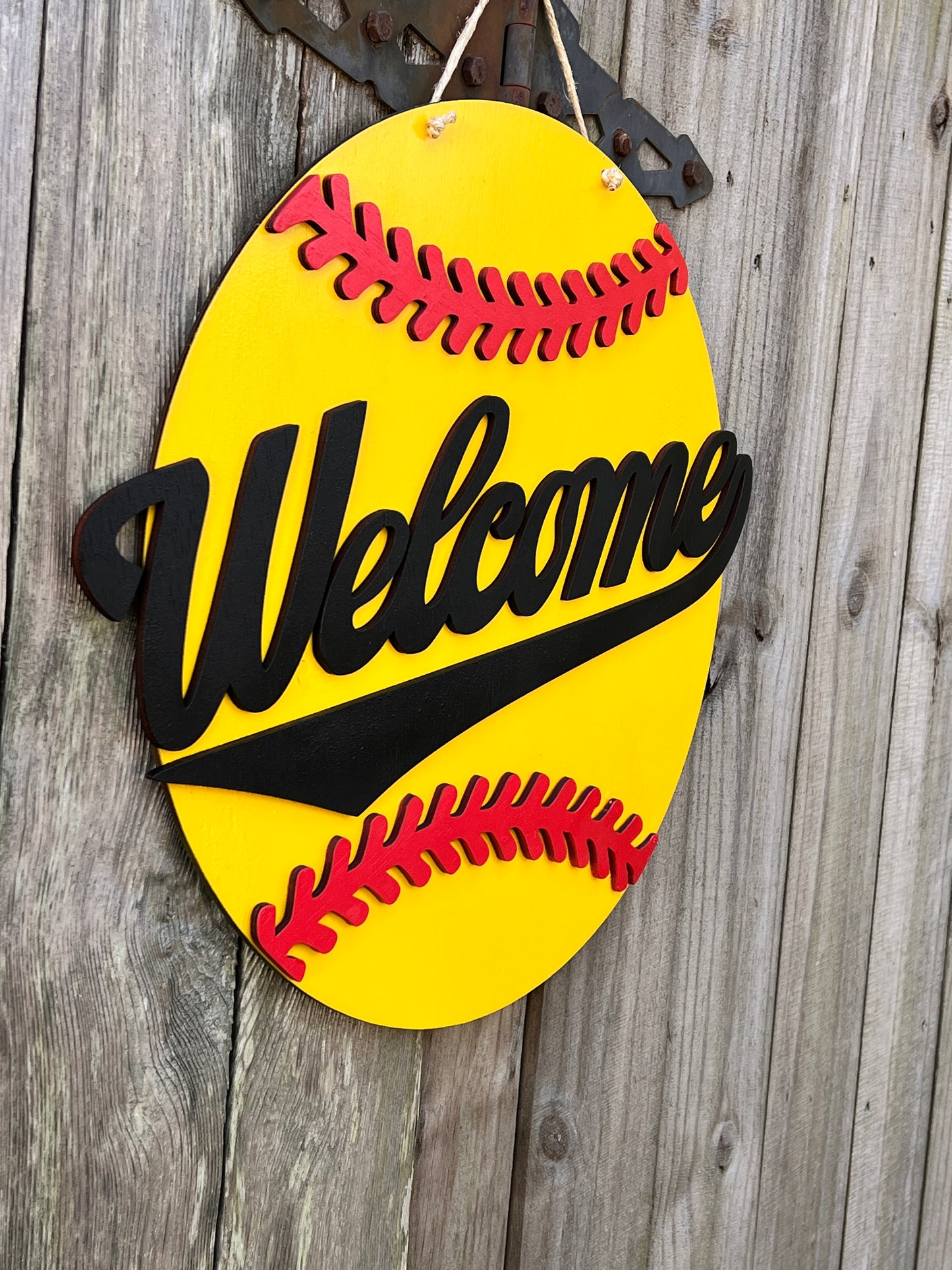 Softball Welcome Door Hanger