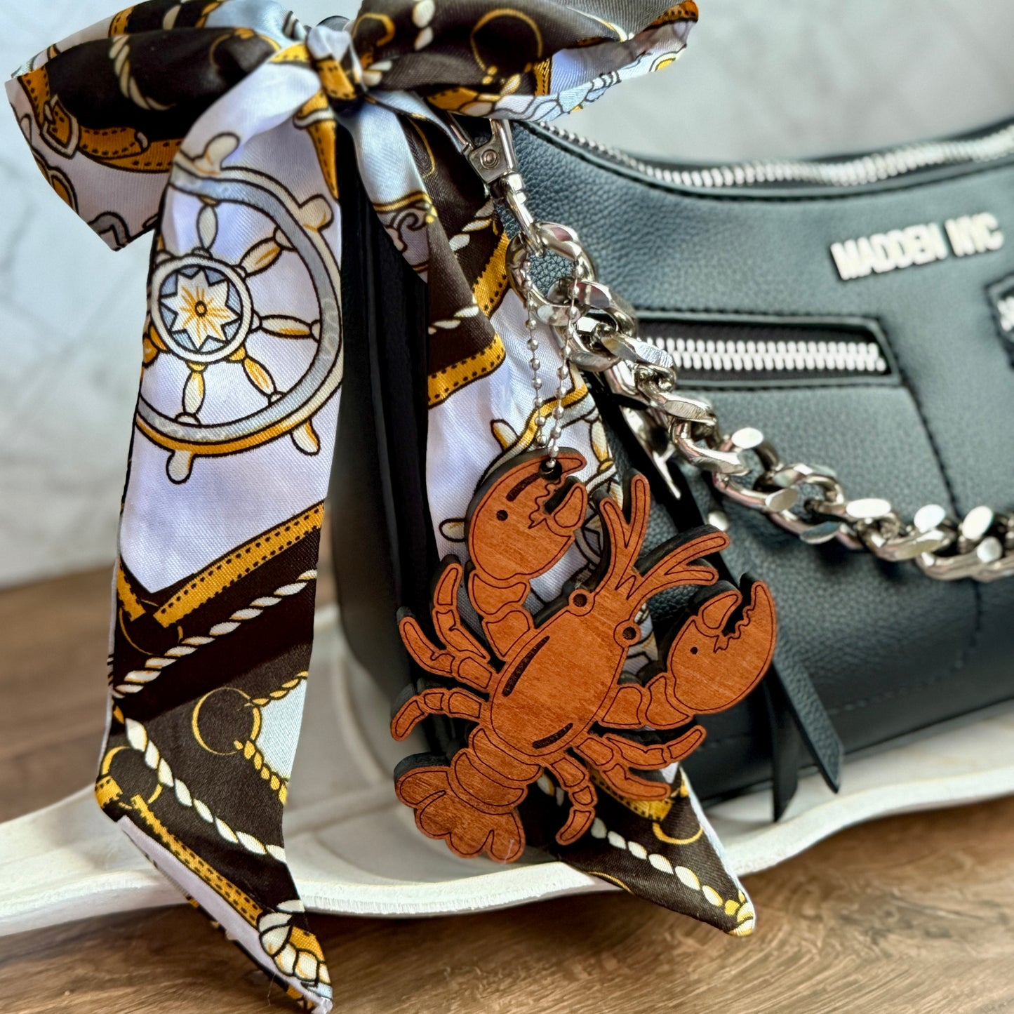 Crawfish Lobster Bag Charm, Keychain, Purse Charm, Cypress