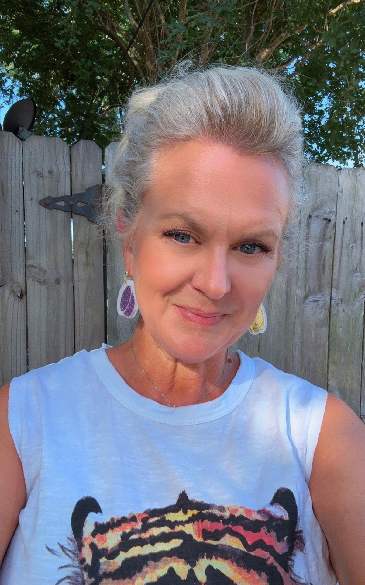 Jello Shot LSU Dangle Earrings Purple and Gold Tigers