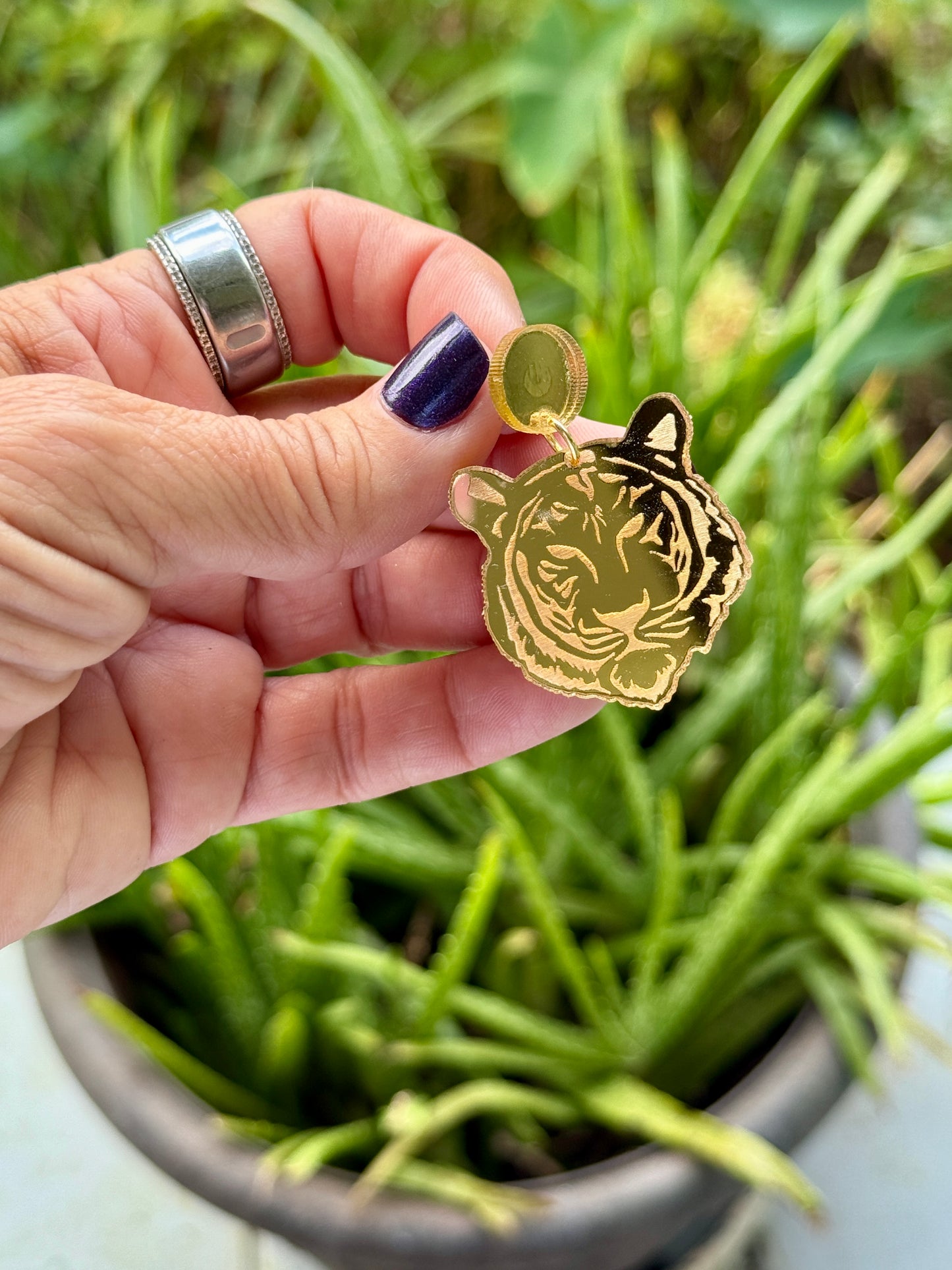 Tiger Gold Dangle Earrings