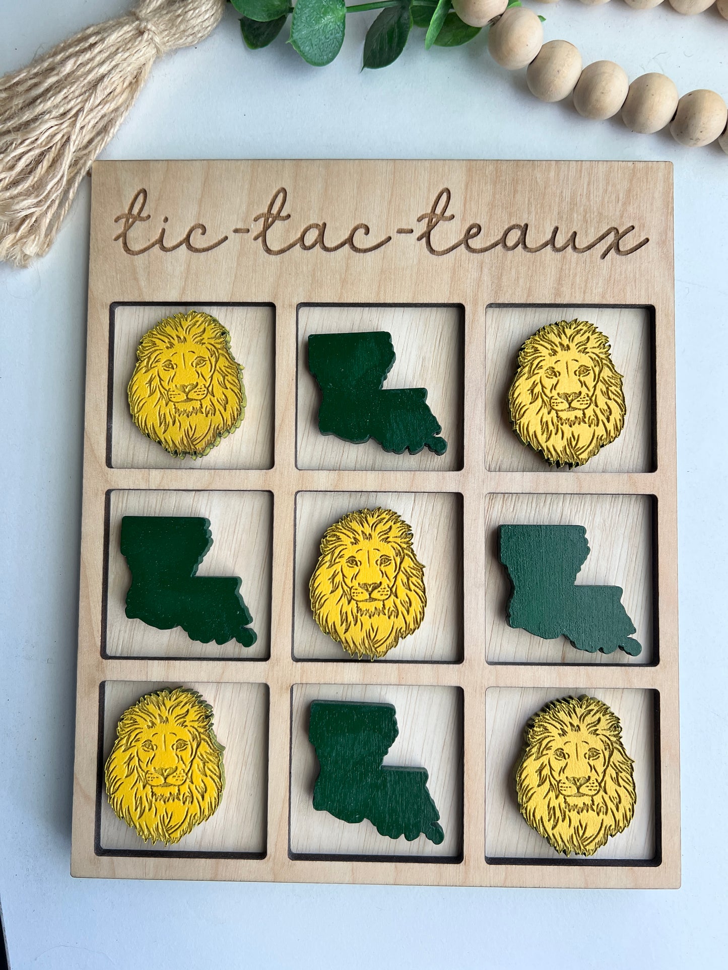 Tic Tac Teaux Green and Gold Louisiana Lion