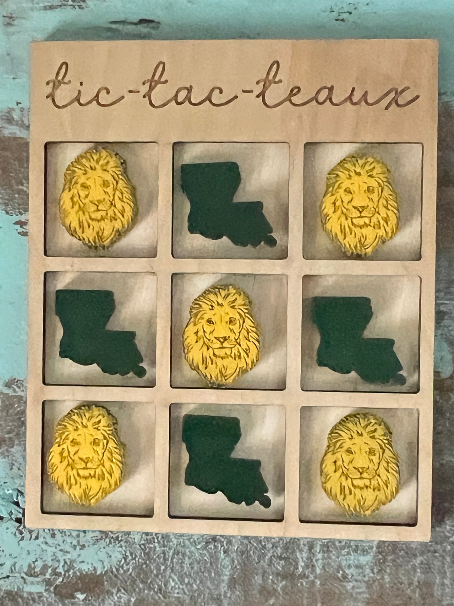 Tic Tac Teaux Green and Gold Louisiana Lion