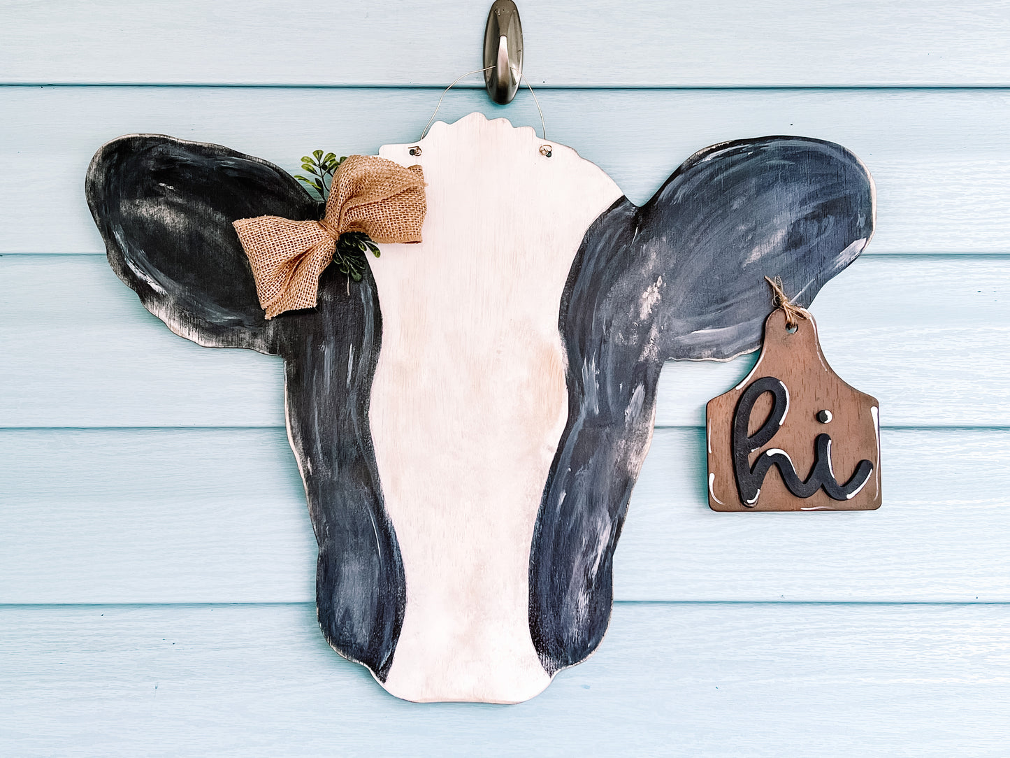 Cow with Ear Tag Door Hanger