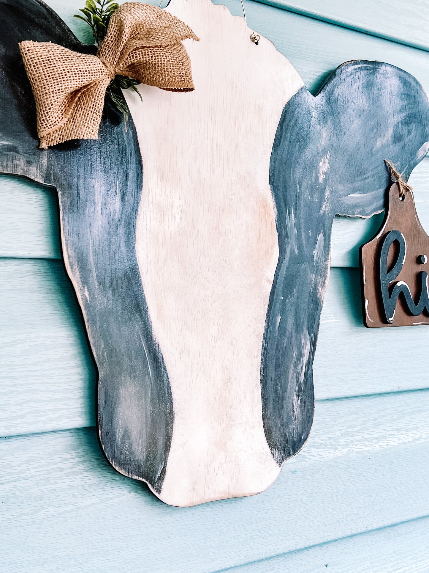 Cow with Ear Tag Door Hanger