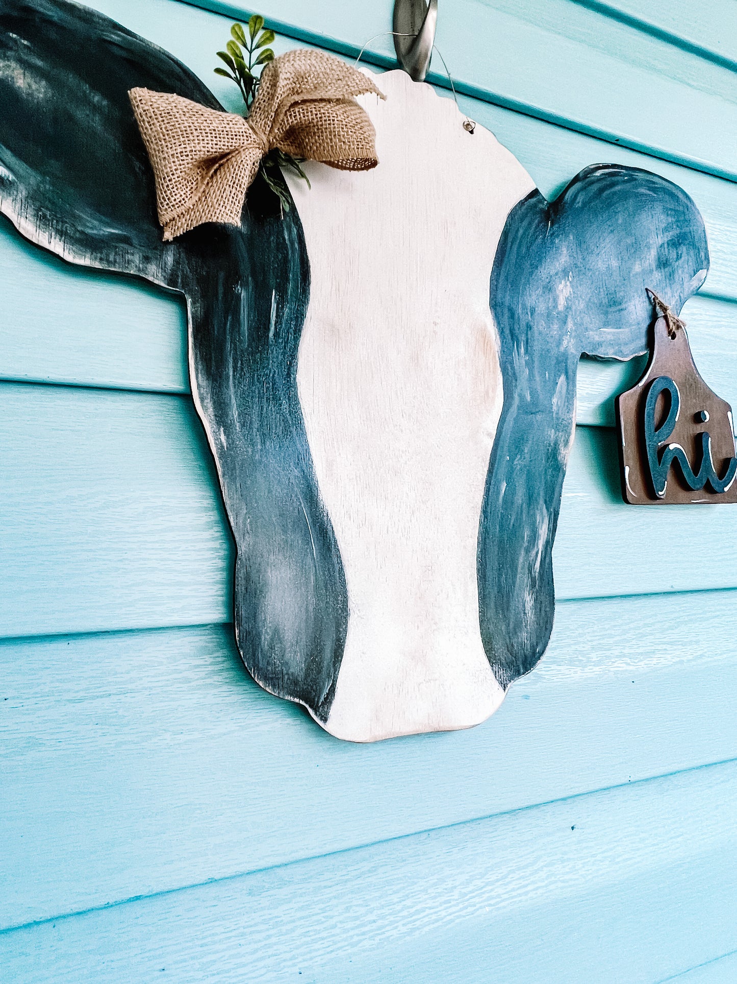 Cow with Ear Tag Door Hanger