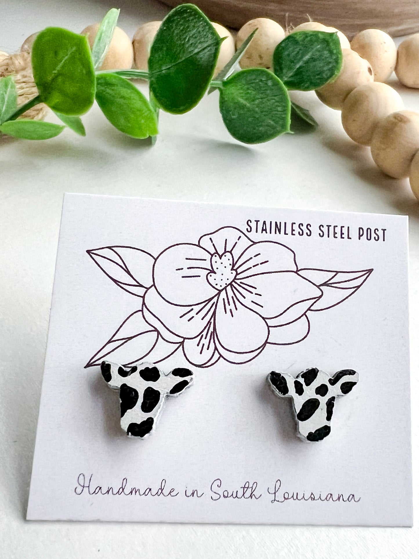 Cow Head Cow Print Stud Earrings