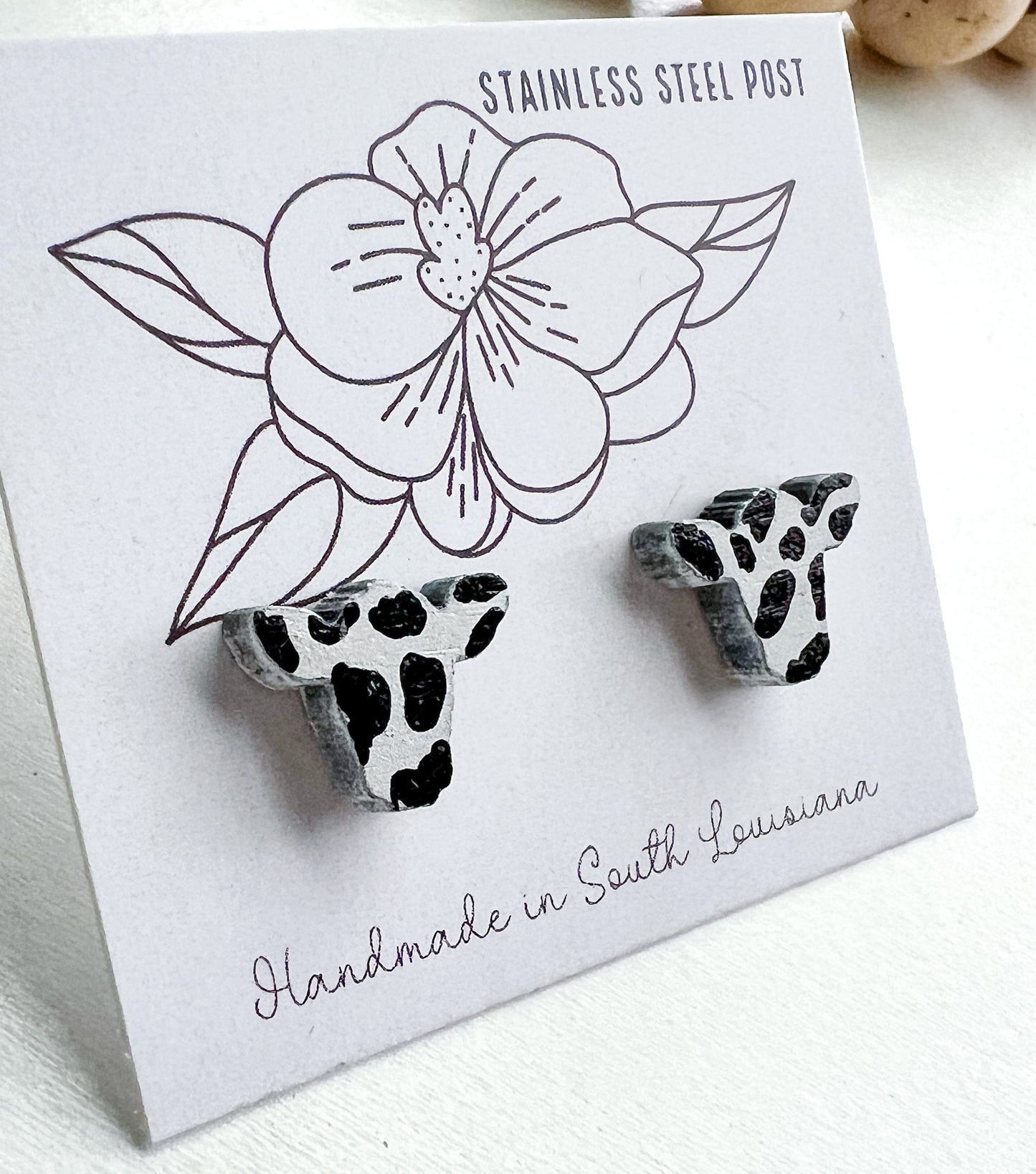 Cow Head Cow Print Stud Earrings