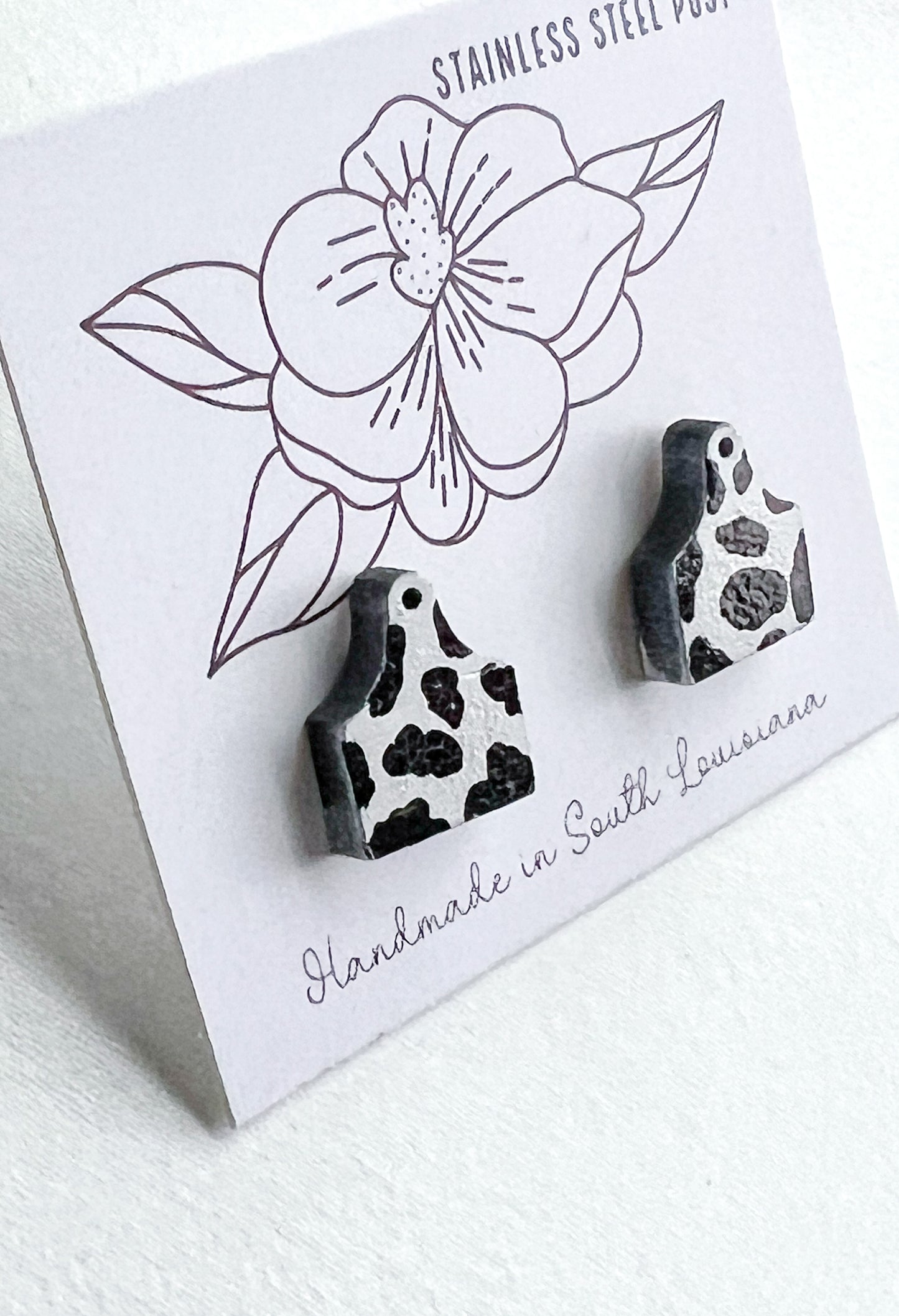 Cow Tag Stud Earrings