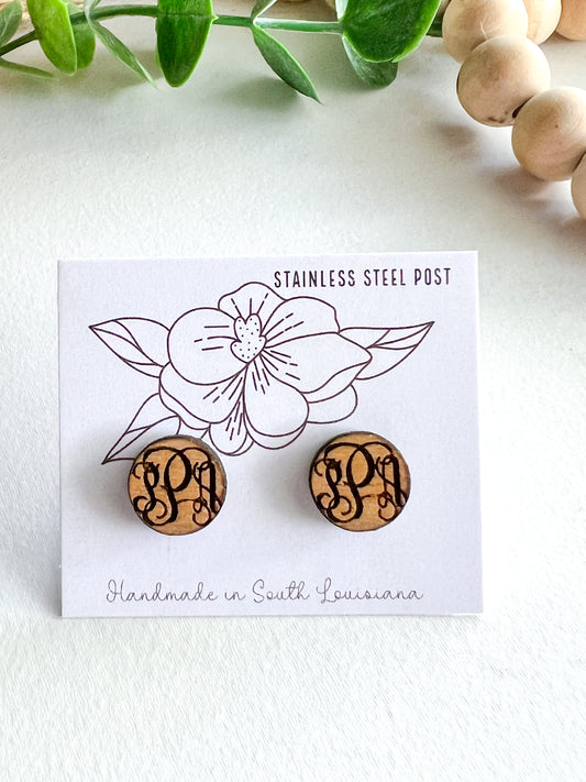 Monogram Stud Earrings