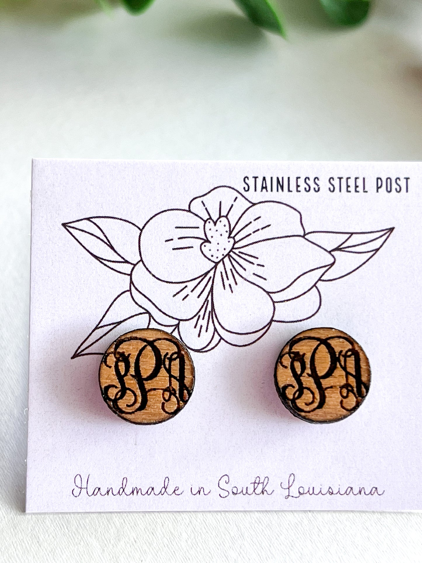 Monogram Stud Earrings