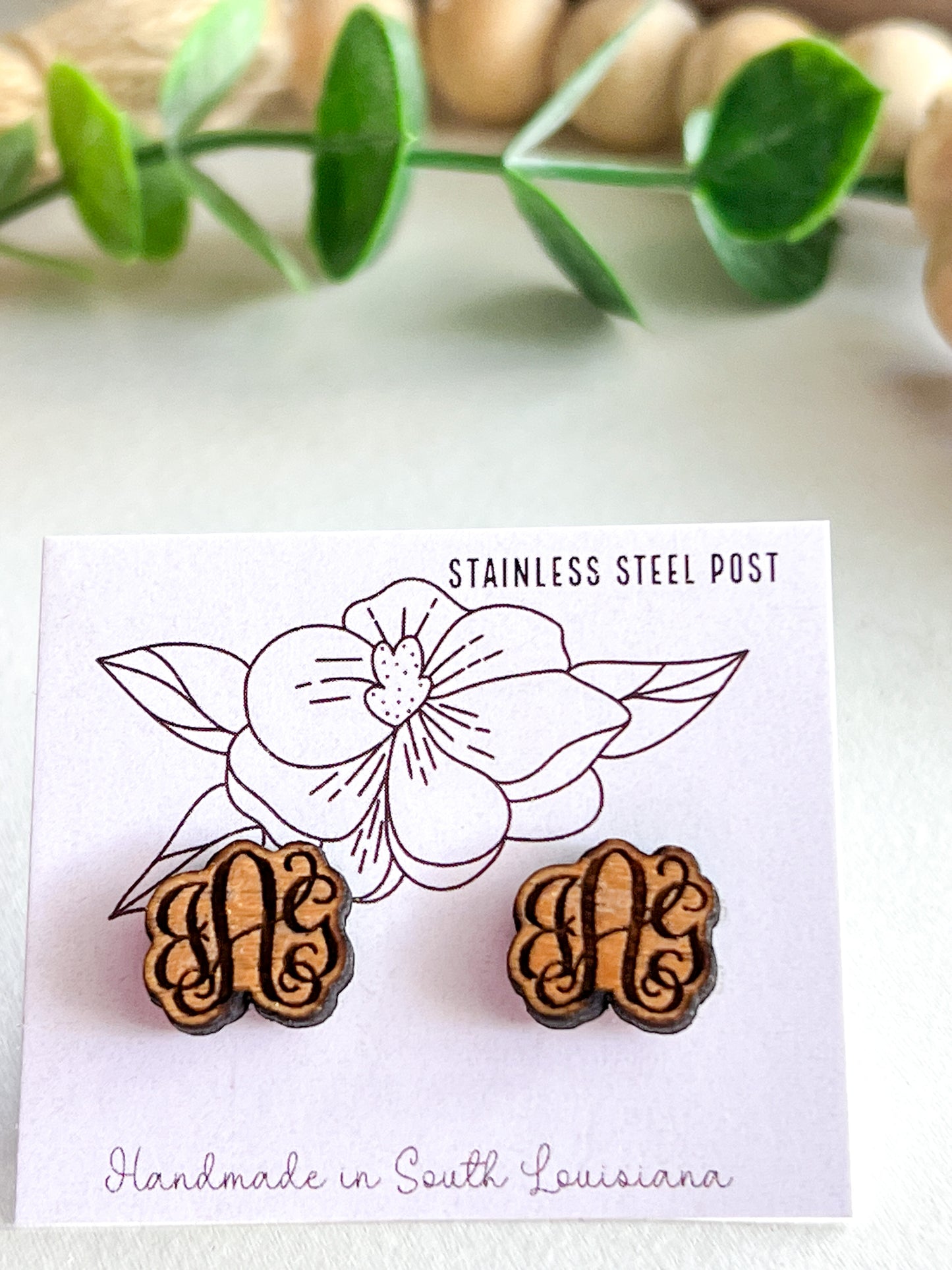 Monogram Stud Earrings