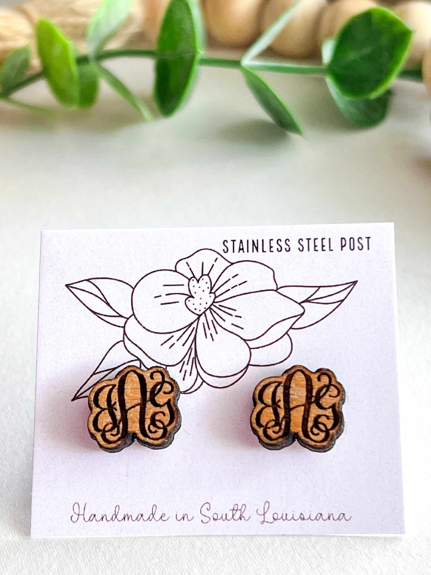 Monogram Stud Earrings