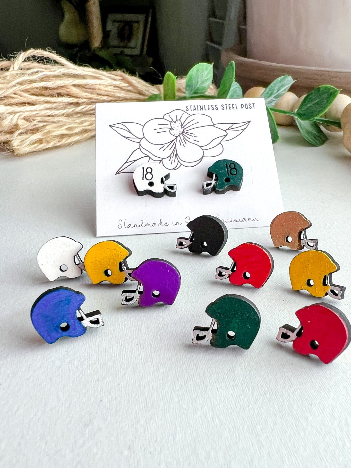 Football Helmet Tiny Stud Earrings