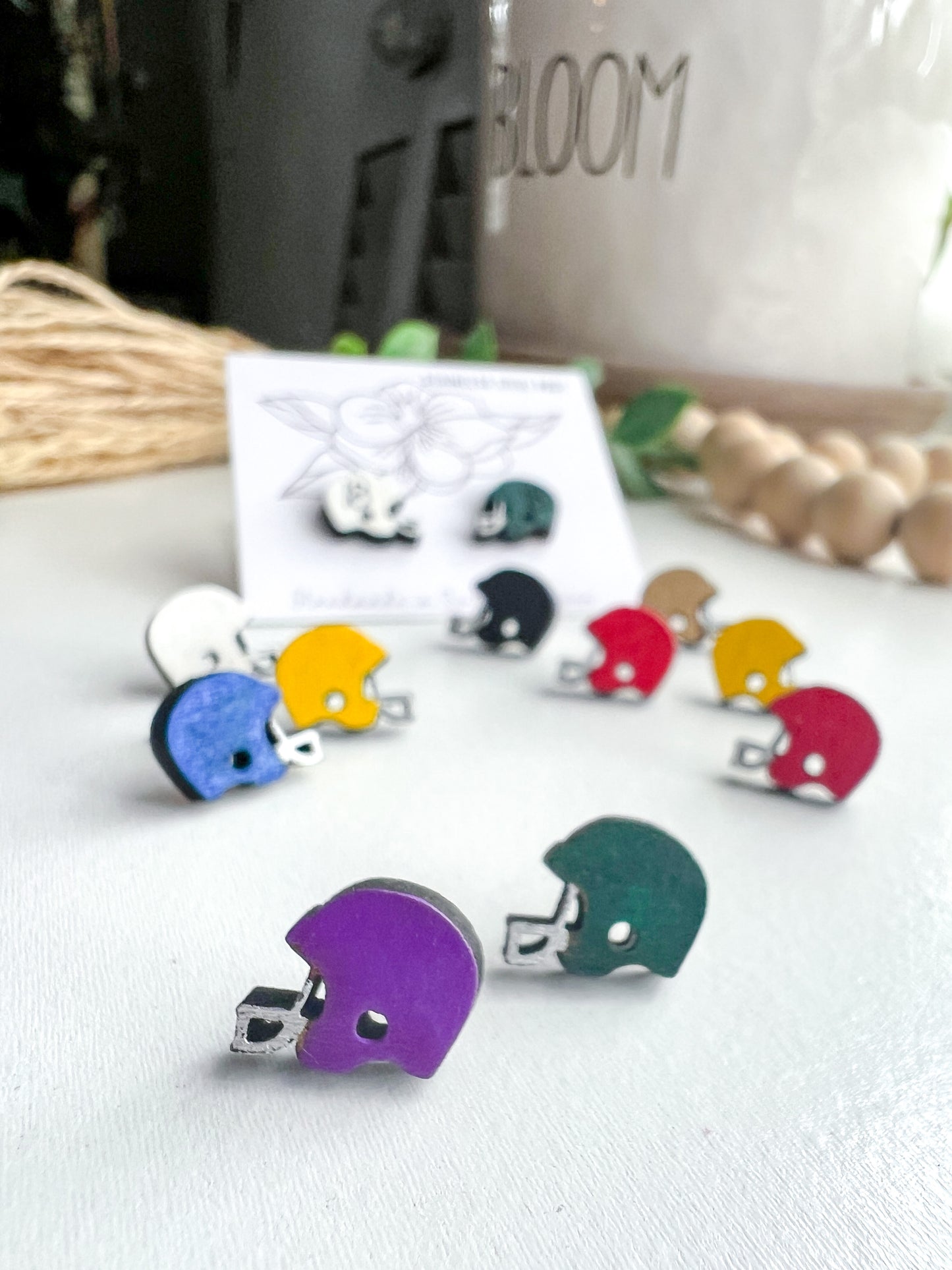 Football Helmet Tiny Stud Earrings